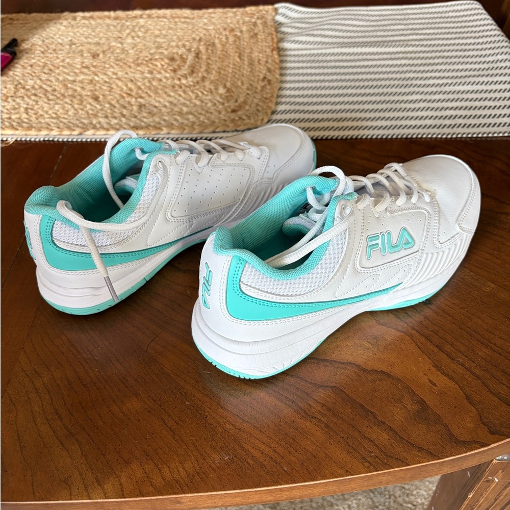 FILA White and Teal Low-Top Women's Sneakers